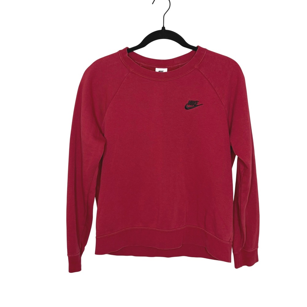 Nike Sportswear Essential Fleece Crew Sweatshirt Red Pink Women's Medium